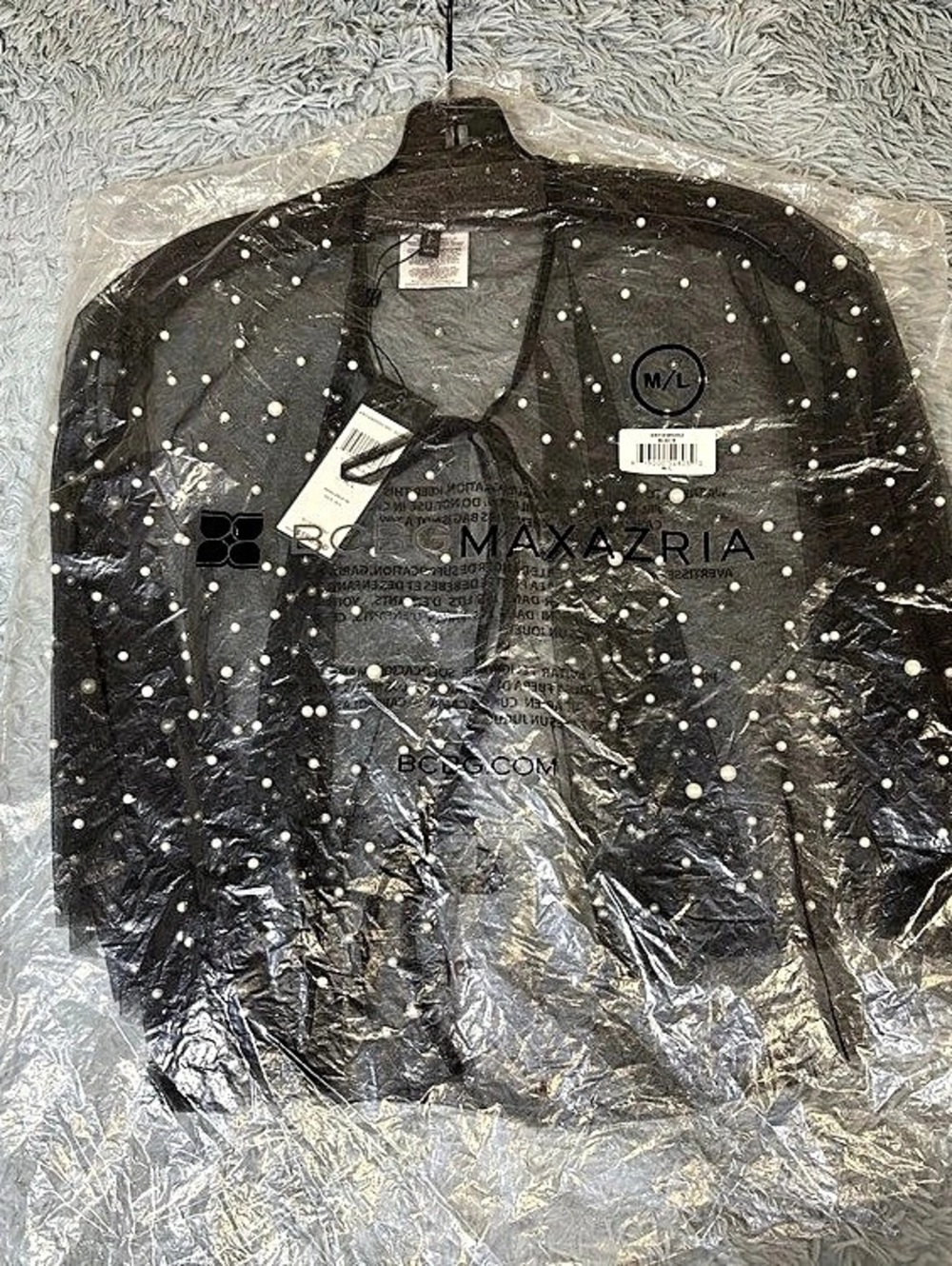 NWT BCBGMaxAzria Faux Pearl-Trimmed Capelet Size M/L NWT